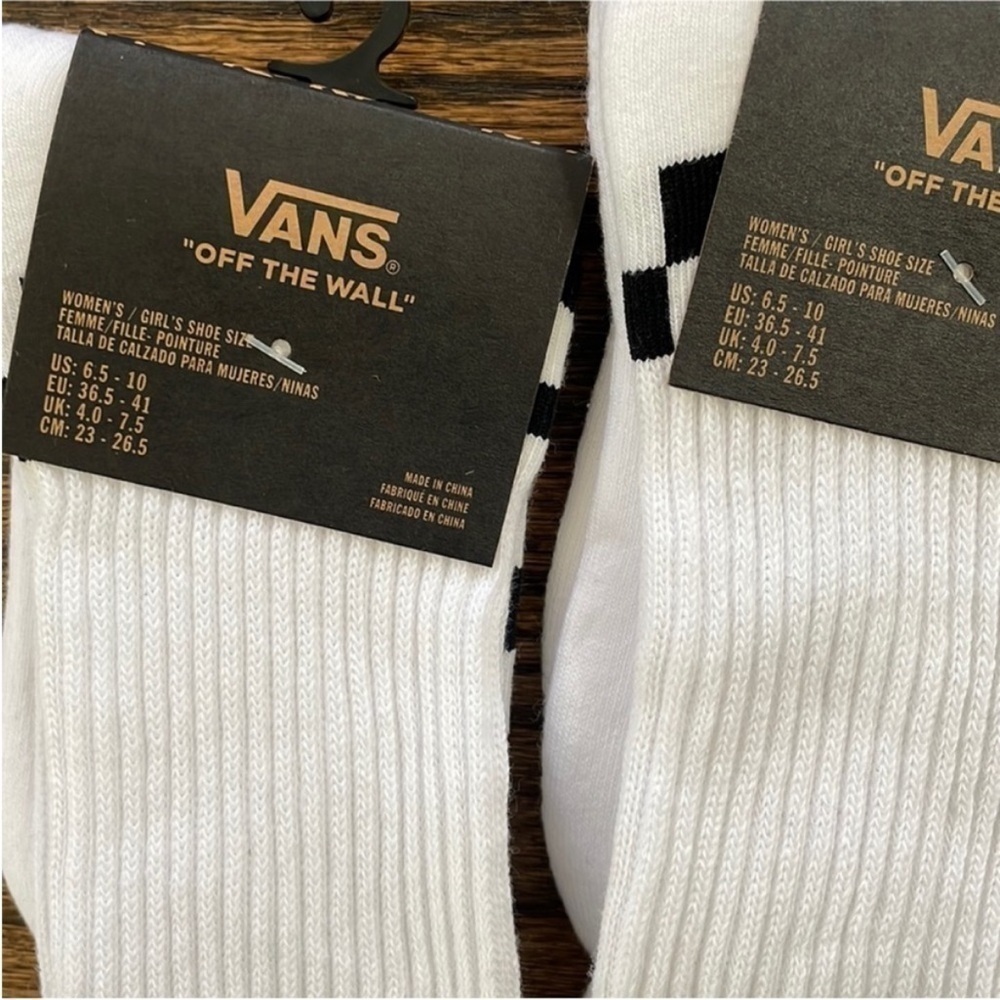 Vans Off The Wall Crew Socks Checkered Board 2 Pairs Womens 6.5-10 - Picture 2 of 2
